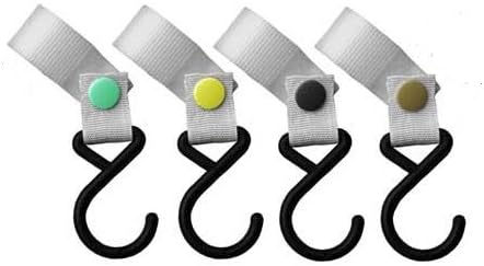 E-Youth Baby Stroller Side Hook - 4 Pack of Multi Purpose Hooks - Hanger for Baby Diaper Bags, Groceries, Clothing, Purse
