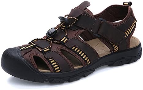 Arkat Men's Leather Hiking Shoes Hook Loop Fisherman Sandal Dark Brown US 10