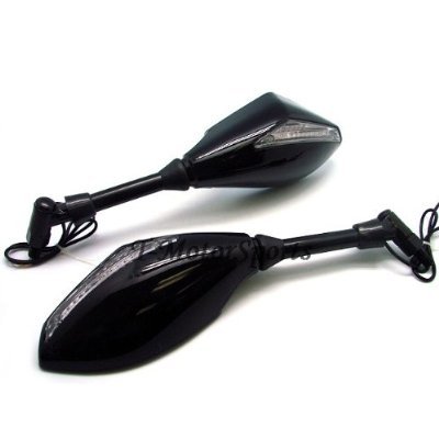 Best Price UNIVERSAL BLACK MOTORCYCLE STREET BIKE LED TURN SIGNAL SIDE MIRRORS FOR NAKED BIKE, HONDA, YAMAHA, SUZUKI, KAWASAKI, DUCATI [TSMR-SZKMT242-K(1PAIR)]