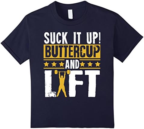 Kids Weightlifting Lifting Suck it UP &amp; Lift Workout Gym Shirt  4 Navy