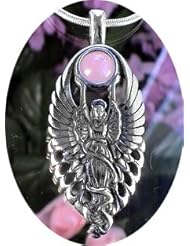 Sterling Silver Rose Quartz ANGEL Goddess Pendant