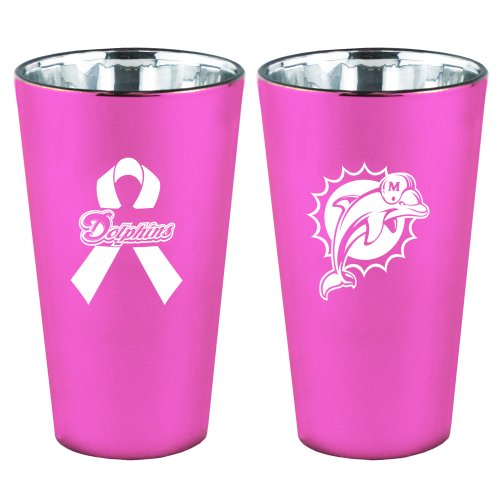 NFL Miami Dolphins 16-Ounce Breast Cancer Awareness Lusterware Pint Glass Set