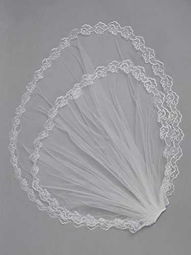Dqfs 2T Tulle Fingertip Length Wedding Veil With Lace Edge And Comb White Short Length