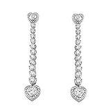 Ladies 3-Prong Set Graduanted Round Diamond (5.80cttw) Dangle Earrings with Heart Shape (1.65cttw) and Pave (1.36cttw) Diamond Drop