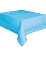 Plastic Lined Light Blue Paper Tablecloth, 108" x 54"