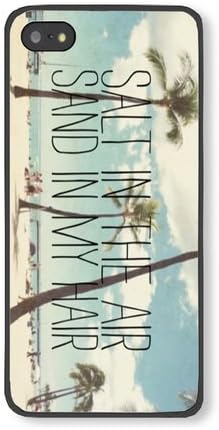Cunghe Art iPhone 5S Soft Case Custom Designed Black Rubber Phone Cover Case For iPhone 5S With Beach Quote Salt In The Air Sand In My Hair TPU Phone Case