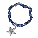 Sterling Silver Star on Lapis Stretch Beaded Charm Gift Bracelet