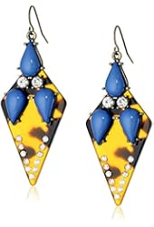 Tortoise with Crystal Accents in Burnished Gold Tone Drop Earrings