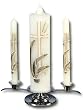 3-pc Wedding Candle Set with Silver Base