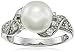 Amazon Collection Sterling Silver 9mm Simulated Shell Pearl and Cubic Zirconia Ring
