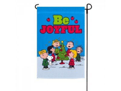 Peanuts Gang with Snoopy .. Be JOYFUL .. Xmas Garden Flag (12″W X 18″L)