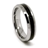 Blue Chip Unlimited - Ultra Thin Unisex 5mm Tungsten Carbide Black Carbon Fiber Fashion Band Wedding Ring Engagement Band (Size 4-16)