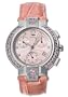 Concord La Scala Ladies' Watch Chronograph Stainless Steel Rose Guilloche Dial Diamond Bezel Diamond Lugs on Pink Leather Strap 0310370