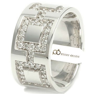 .75ct VVS E-F 14K White Gold Square Linked High End Men’s Diamond Wedding Ring, 8