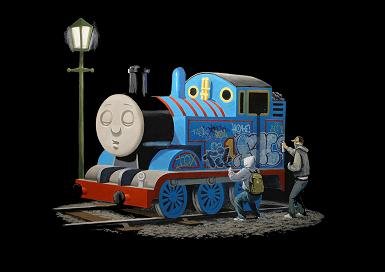 BANKSY ART Poster PRINT (Thomas the Tank Engine.) 11.7" x 16.5"- 297mm x 420mm