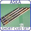 Pool Cue Set of 4 Short Cue Sticks Irish Linen Wrap
