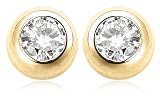14k Yellow Gold Diamond Bezel Set Stud Earrings (.06 cttw, J Color, I2 Clarity)