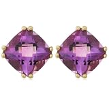 10k White or Yellow Gold, February Birthstone, Amethyst Earrings