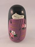 Cute & Funky Oriental Kokeshi Doll ~ Mitsu, Purple