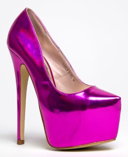 Red Kiss Girl GIRLY GIRL Holographic Almond Toe High Heel Stiletto Party Pump