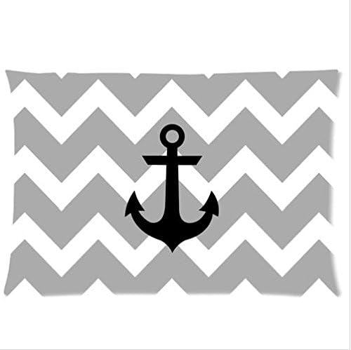 Anchor pillow case New Style Grey White Chevron Anchor Pillow cases,150 Thread Count,20x30 inches (One Side )