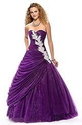 Material: Tulle 
Occasion: Quinceanera  
Neckline: Sweetheart  
Skirt: Ball Gown 
Embellishments: Applique  Beaded  Boning(s)  Built-in Bra  Drawstring  Draped  Lined  
Closure/Back: Lace Up 
Size Category: Adult 
