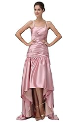 Spaghetti Strap Charmeuse/Silk Backless Evening Dress 