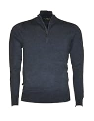 NO ID Mens long sleeve half zip cashmere sweater dark grey XXL