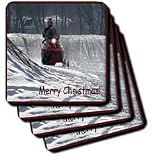 Beverly Turner Christmas Design and Photography - Snowmobile Rider Merry Christmas - Coasters
