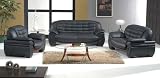 Contemporary Furniture Black Leather Livingroom Sofa Loveseat Chair Set
