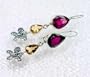 Designer Sterling Silver Citrine, Tourmaline Butterfly Hook With Lock Earrings