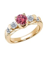 1.63 Ct Round Pink and G/H Diamond 18K Yellow Gold Ring