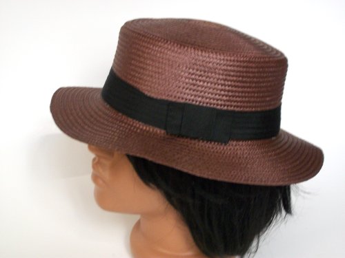 Skipper hat boater hat straw design (Brown)