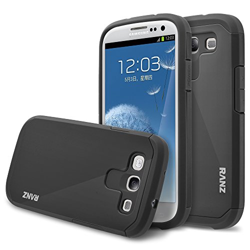Galaxy S3 Case, RANZ Classic Black Hard Impact Dual Layer Shockproof Bumper Case For Samsung Galaxy S3 III (i9300)