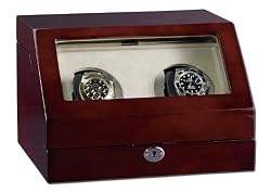 Mahogany Wood Glossy Finish Watch Winder Holds Two Watches *Special Order Only
