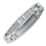 Titanium ID Link Bracelet Satin High Polish with Silver Inlay 8.5
