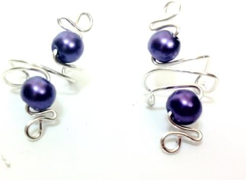 EAR Cuff Set with Dark Purple Beads