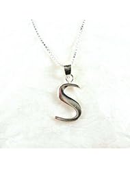 Sterling Silver Initial Charm Necklace, Letter S