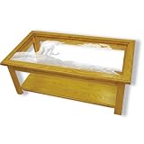 Glass Top Coffee Table - Solid Oak, Fully Assembled - Wildlife Cougar Art Etching by MasterVisions Etched Glass Home Decor