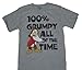 Authentic Disney 100% Grumpy All of the Time Mens Grey w/ Free Disney Stickers