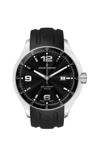 Claude Bernard Men's 70164 3 NIN Aquarider Black Dial Rubber Date Watch