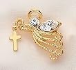 Club Pack of 48 Gold Plated Angel Cross Dangle Pins With Display Panel