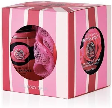 BODY SHOP BRITISH ROSE TREATS GIFT SET - 60ML SHOWER GEL, 50ML BODY BUTTER &amp; MINI PINK BATH LILY by Miss Patisserie