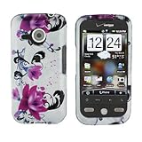 Purple Flower with White Snap on Hard Skin Cover Case for HTC Droid Eris 62 ....