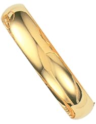 7" 14K Yellow Gold 13.5mm (1/2") Plain Polished Round Domed Classic Bangle Bracelet w/ Clasp