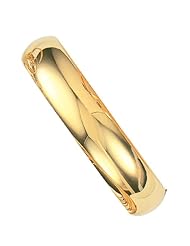 8" 14K Yellow Gold 13.5mm (1/2") Plain Polished Round Domed Classic Bangle Bracelet w/ Clasp