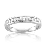 14k White Gold Wedding Diamond Ring Band, Size 7 (GH, SI-I, 0.25 carat)