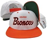 Denver Broncos White/Orange Script Two Tone Plastic Snap Back Hat/Cap