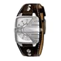 Fossil Men's JR1006 Brown Leather Strap Textured Silver Rotating Analog Dial Roulette Watch