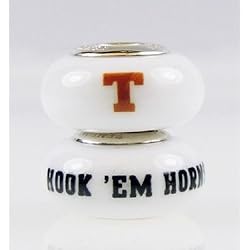 Texas Longhorns Fenton Glass Bead Fits Most Pandora Style Charm Bracelets